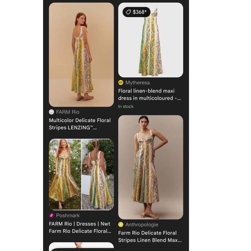 New Farm Rio Multicolor Delicate Floral Stripes Linen Maxi Dress Small Boho - Picture 7 of 7